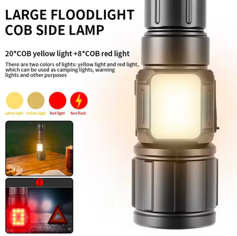 Double Side Flashlight Side Light Super Bright Long Shooting Tail with Strong Magnet
