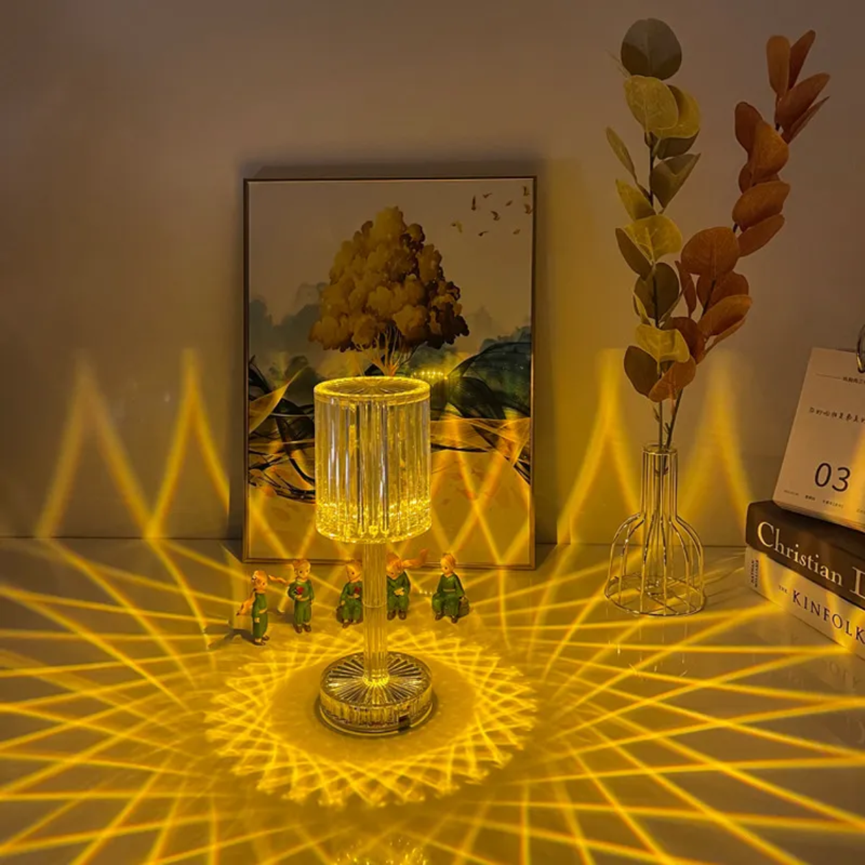 LED Night Light Crystal Lamp Projection Light USB Charging