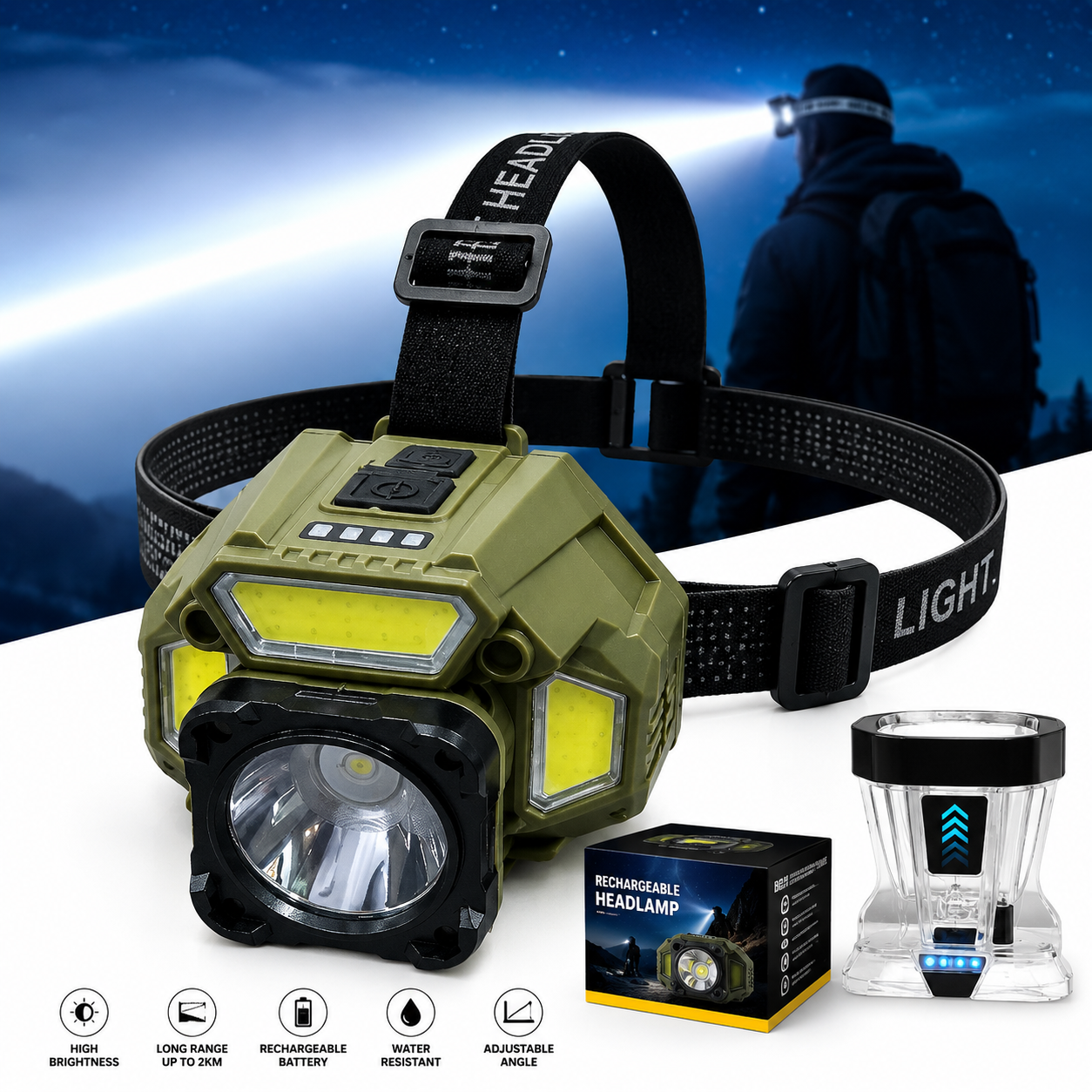 Powerfull 10000mAh Rechargeable Super Bright Headlamp