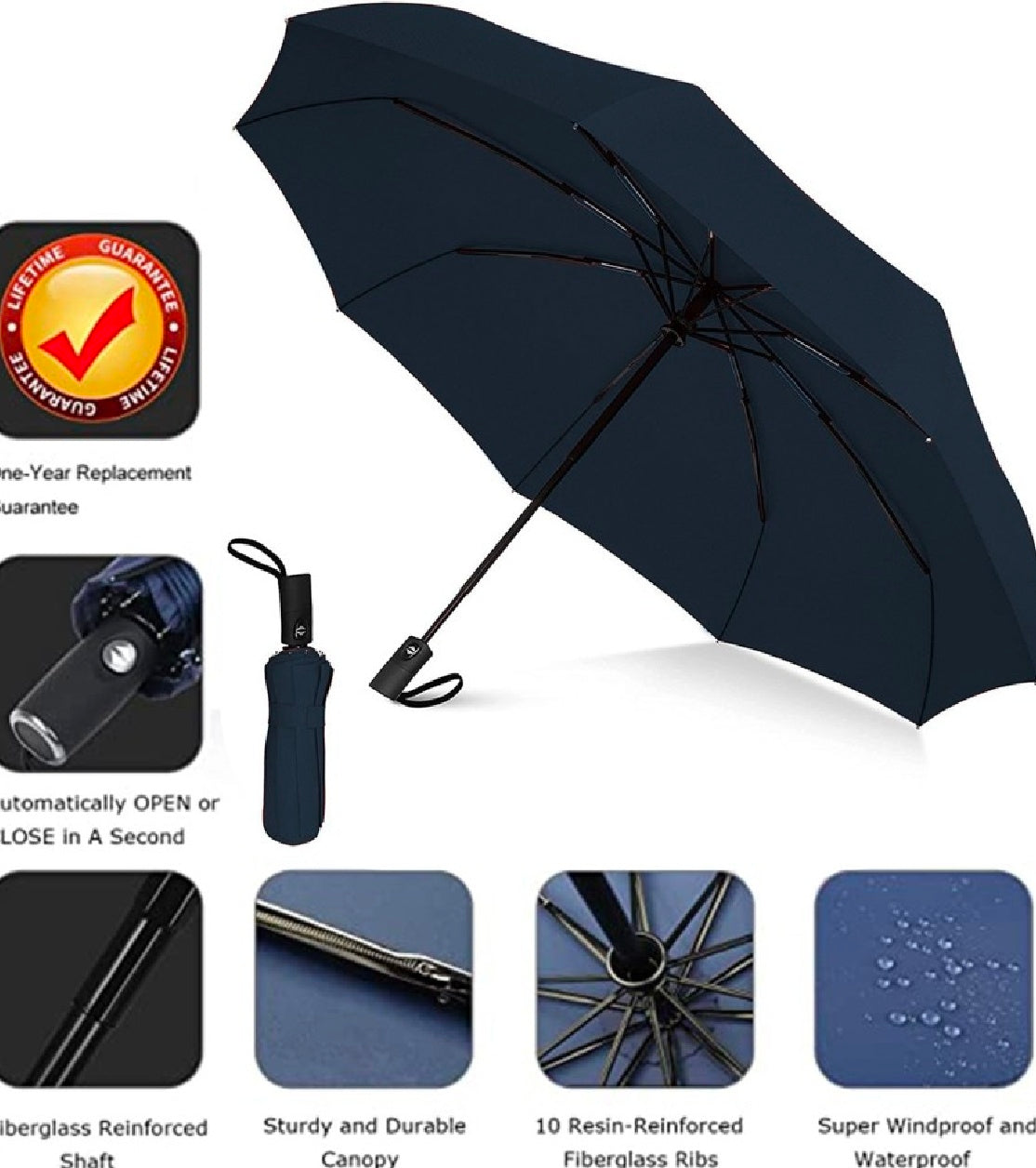 Foldable imported Windproof double Layer umbrella