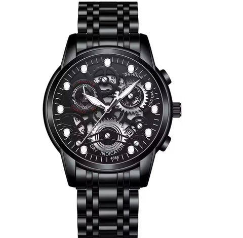 Skeleton Stainless Steel Luxury Trendy Quartz Watch