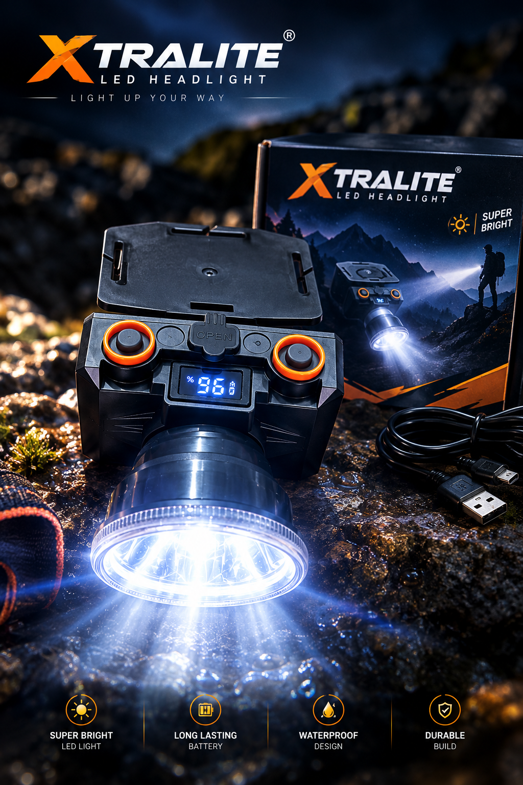 Long Range Zoomable Headlight - 18650 Rechargeable