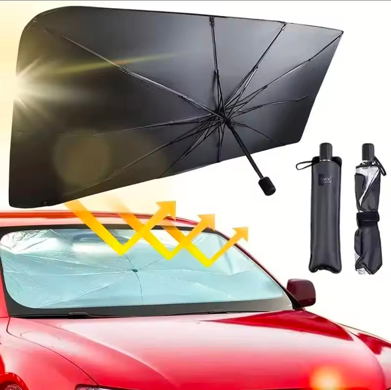Car Sunshade Retractable Sunscreen Heat Insulation Front Windshield Umbrella