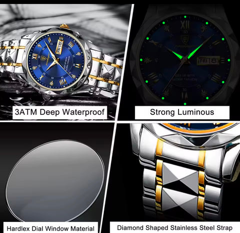 Stainless Steel Men's Fashion Watch  50M Waterproof Luminous