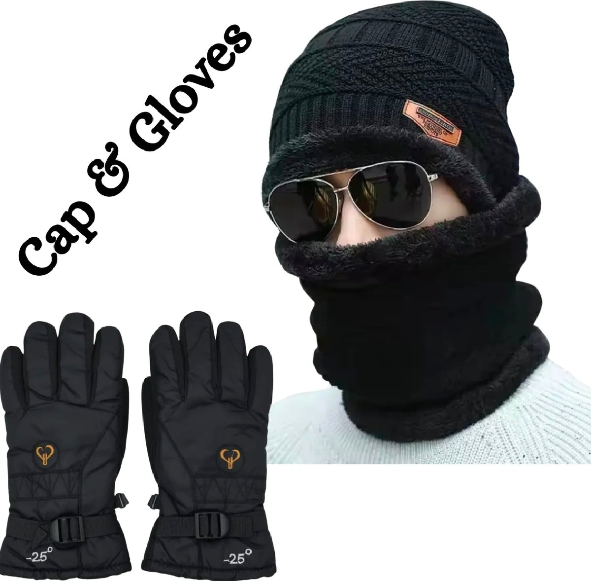 3Pcs set Cap+Neck+Glvoes wool set