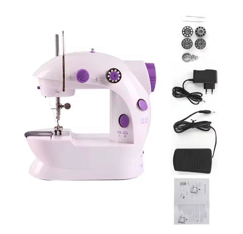 Mini Electric Double-Speed Sewing Machine with Night Light Foot Pedal Portable Home Starter Kit for Beginners