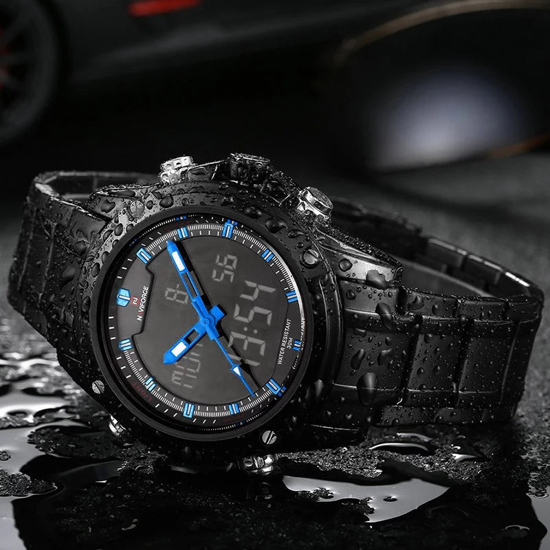NAVIFORCE Brand Steel Waterproof Dualtime Watch