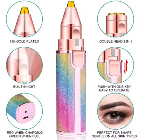 2 IN 1 Rechargeable Electric Eyebrow Trimmer Epilator Female Body Facial Lipstick Shape Hair Removal Mini Painless Razor Shaver
