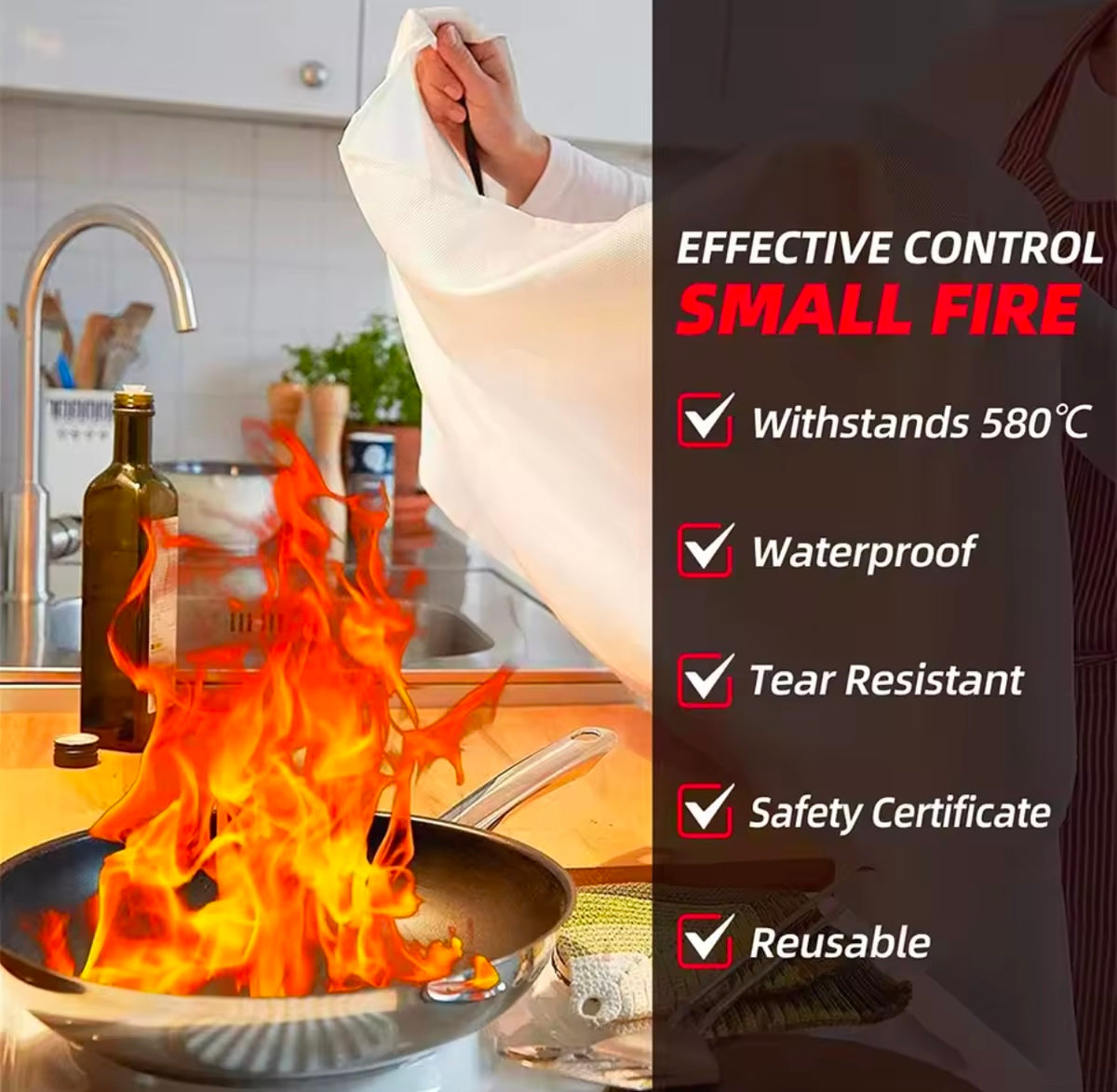 Portable Emergency Fire Blanket Fireproof Retardant Fire Suppression Safety Cover Mat