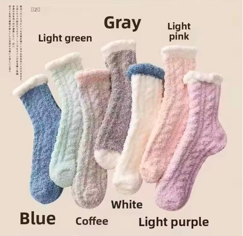 3 Pairs Winter Coral Velvet Women's Pure Thick Socks