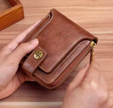 Vintage VIP Leather Short Zipper Wallet Purse