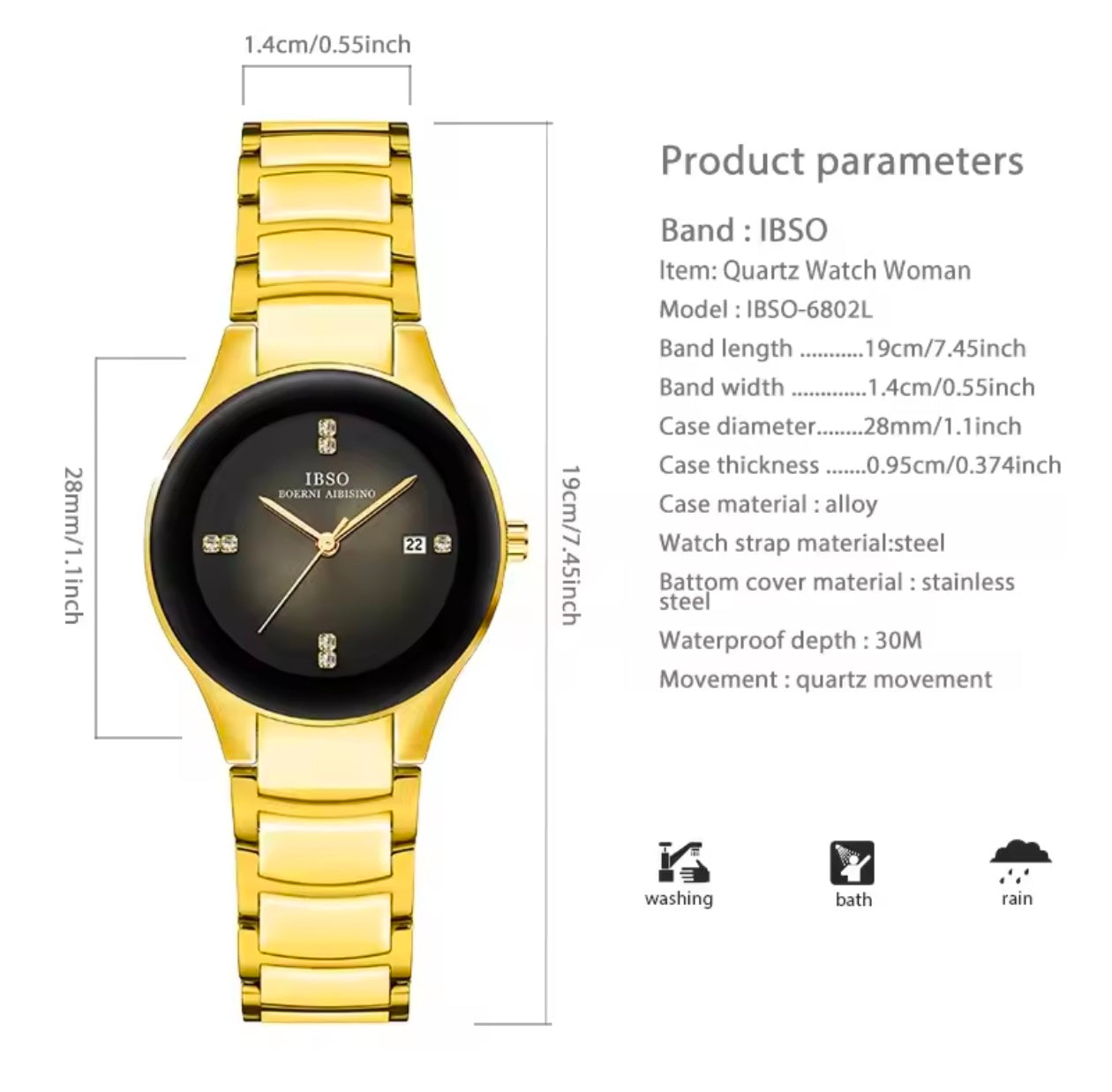 Sveston Ladies stylish watch waterproof 43mm