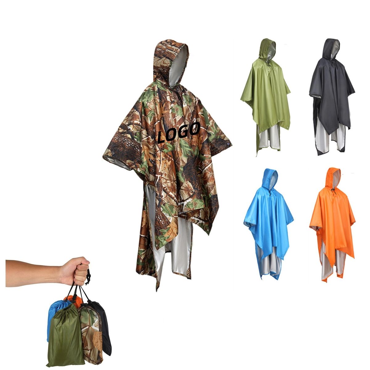 Hooded Rain Poncho Waterproof Raincoat Jacket