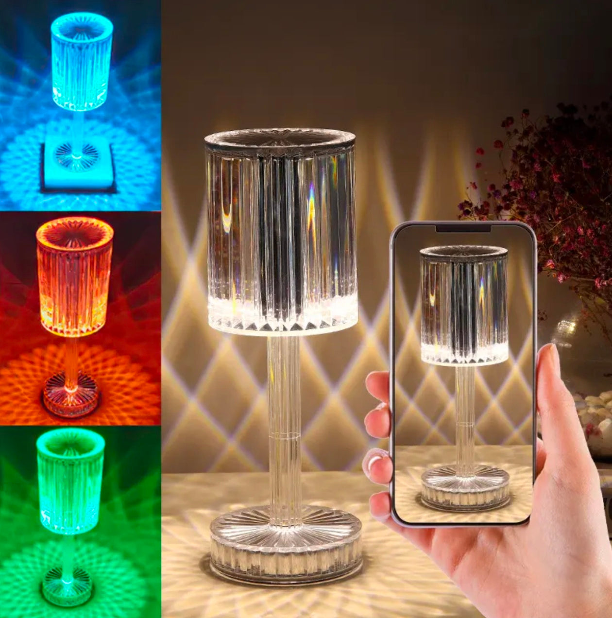 LED Night Light Crystal Lamp Projection Light USB Charging