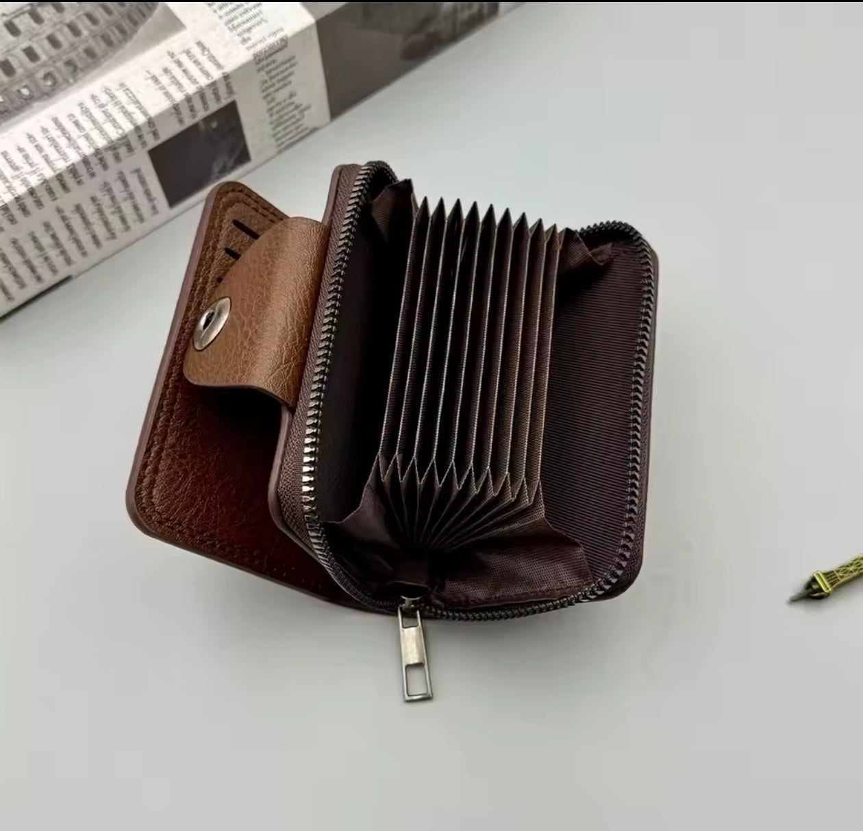 Baellery Business zipper Pu Leather vintage wallet
