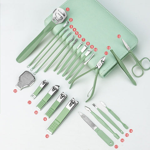 22Pcs Manicure Nail Clipper Cutter Care Pedicure Dead Skin Pliers Tools With Case