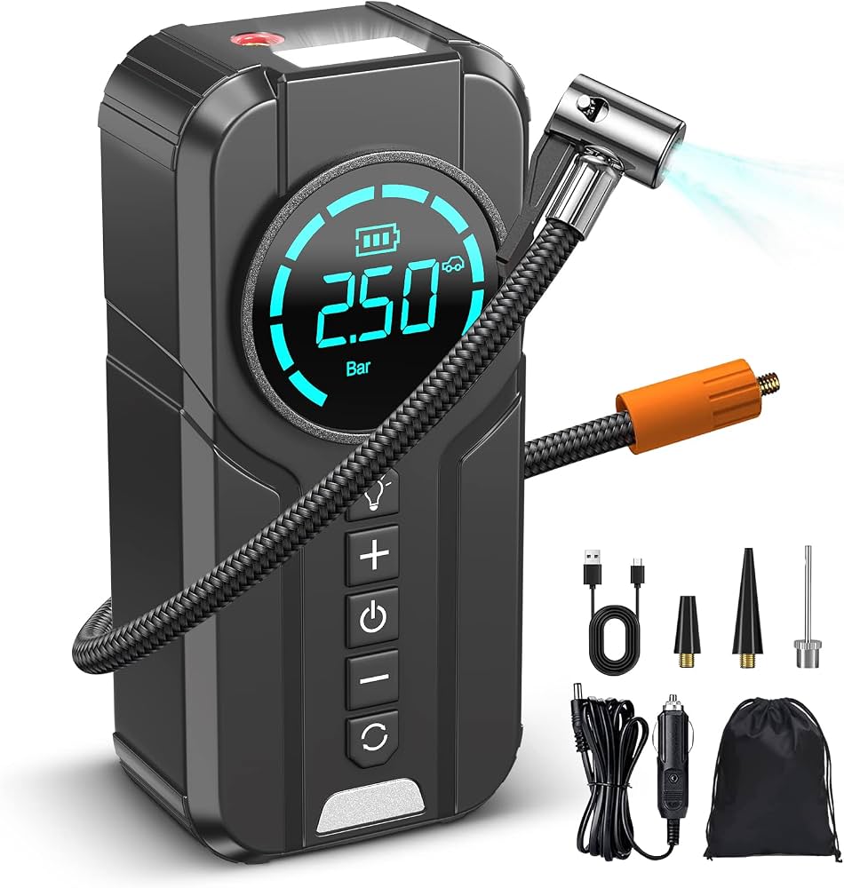 4 in 1 Jump Starter Air Pump Portable Air Compressor Power Bank