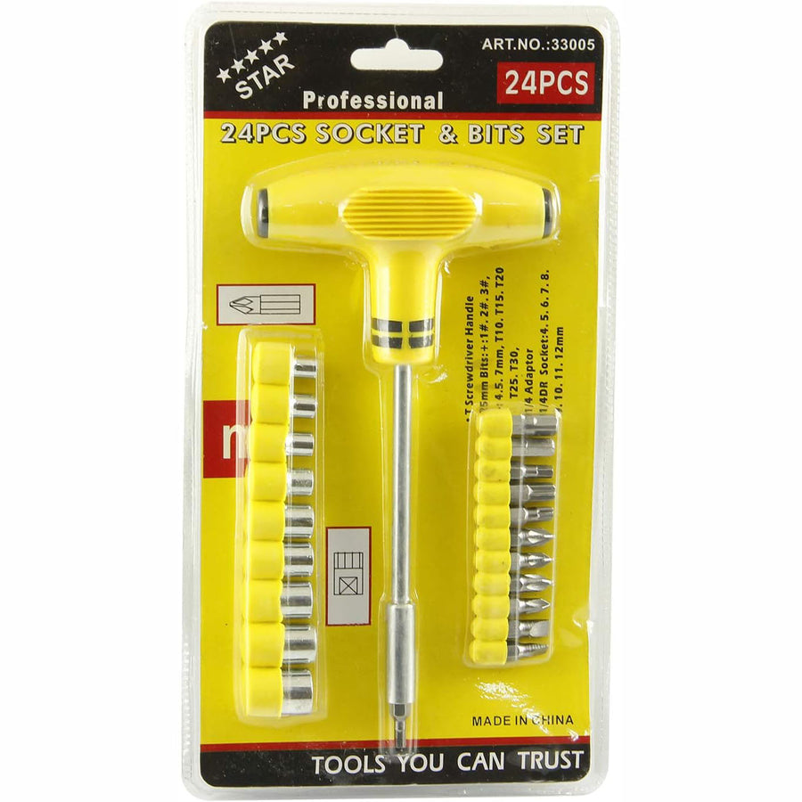24-Piece Socket and Bits Tool Set