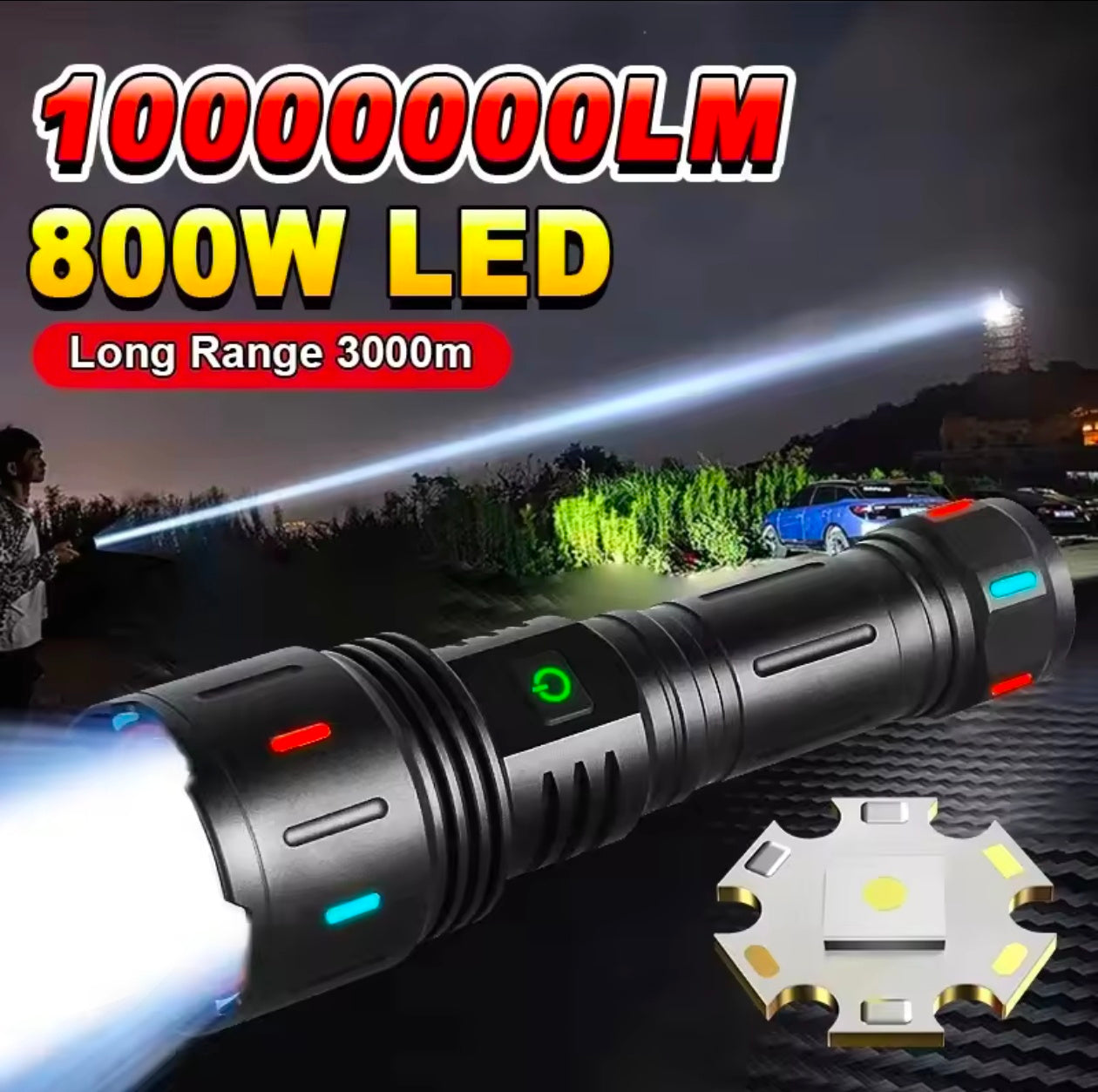800w Long Range Power Full  Aluminum Alloy Torch 3000m