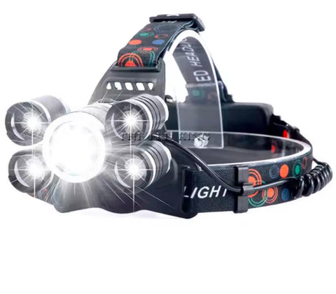 5 Light Led Headlamp Hunting Camping Emergency Headlight