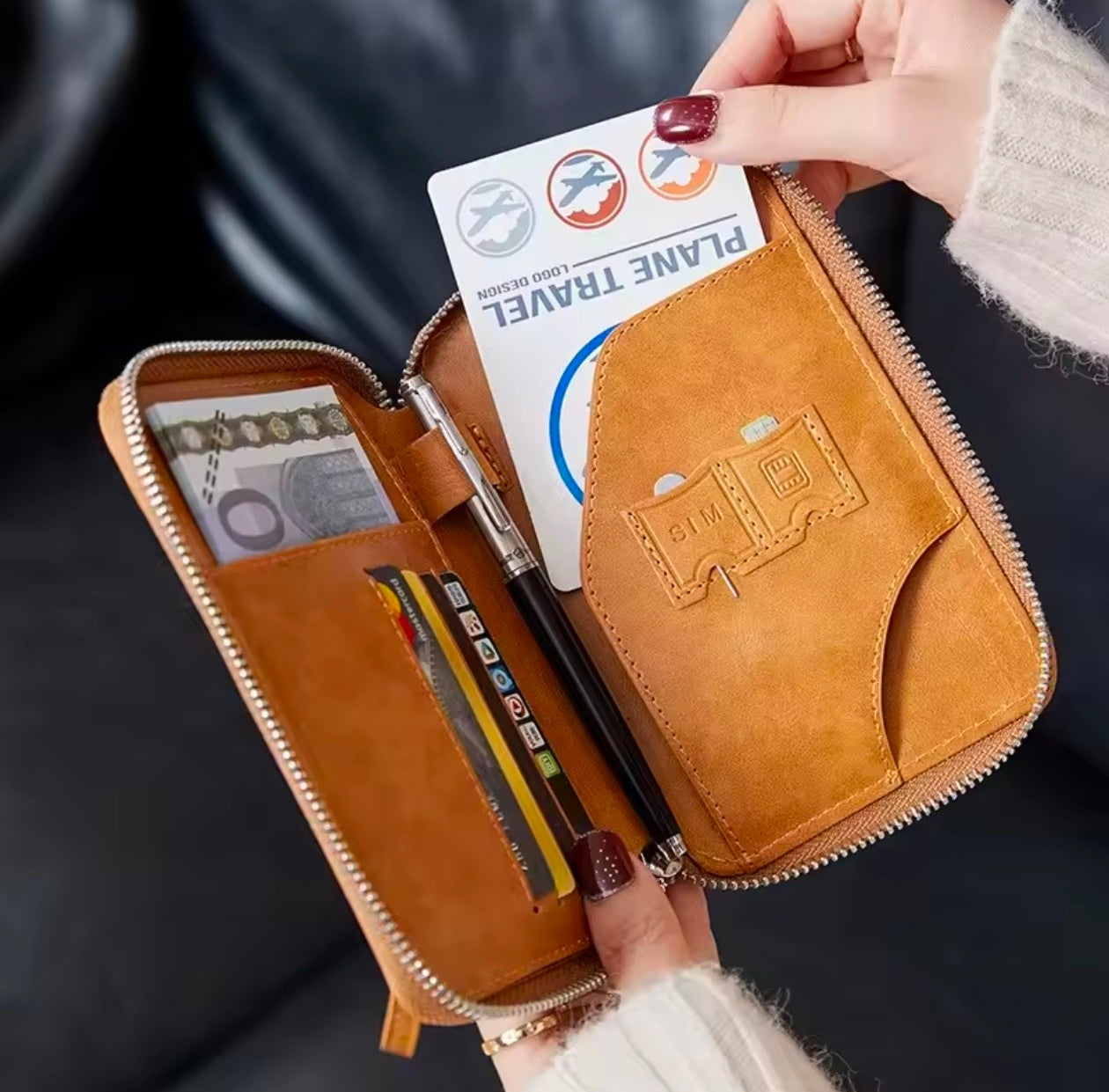 Passport Wallet Cover RFID Blocking Card Holder Zipper (best for gift)