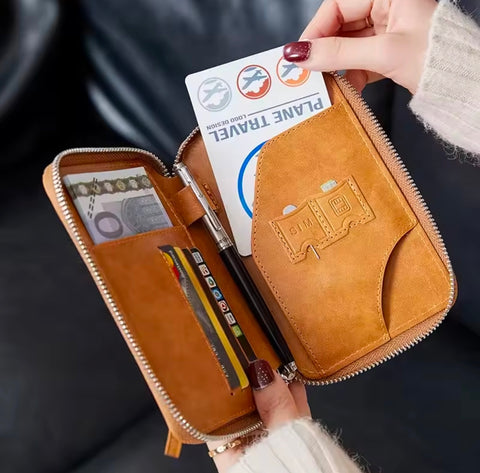 Passport Wallet Cover RFID Blocking Card Holder Zipper (best for gift)