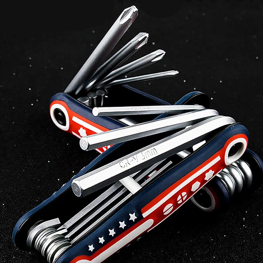 Multipurpose 8 In 1 Folding Screwdriver Bike Cycling Tool Kit for Quick Fixes