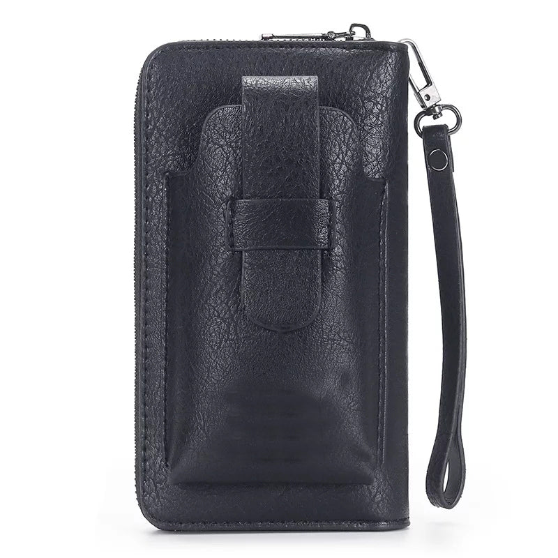 Double zipper Universal Long Wallet Large Capacity Multi Zipper pockets for Mobile