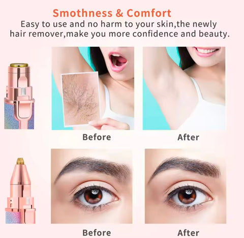 2 IN 1 Rechargeable Electric Eyebrow Trimmer Epilator Female Body Facial Lipstick Shape Hair Removal Mini Painless Razor Shaver
