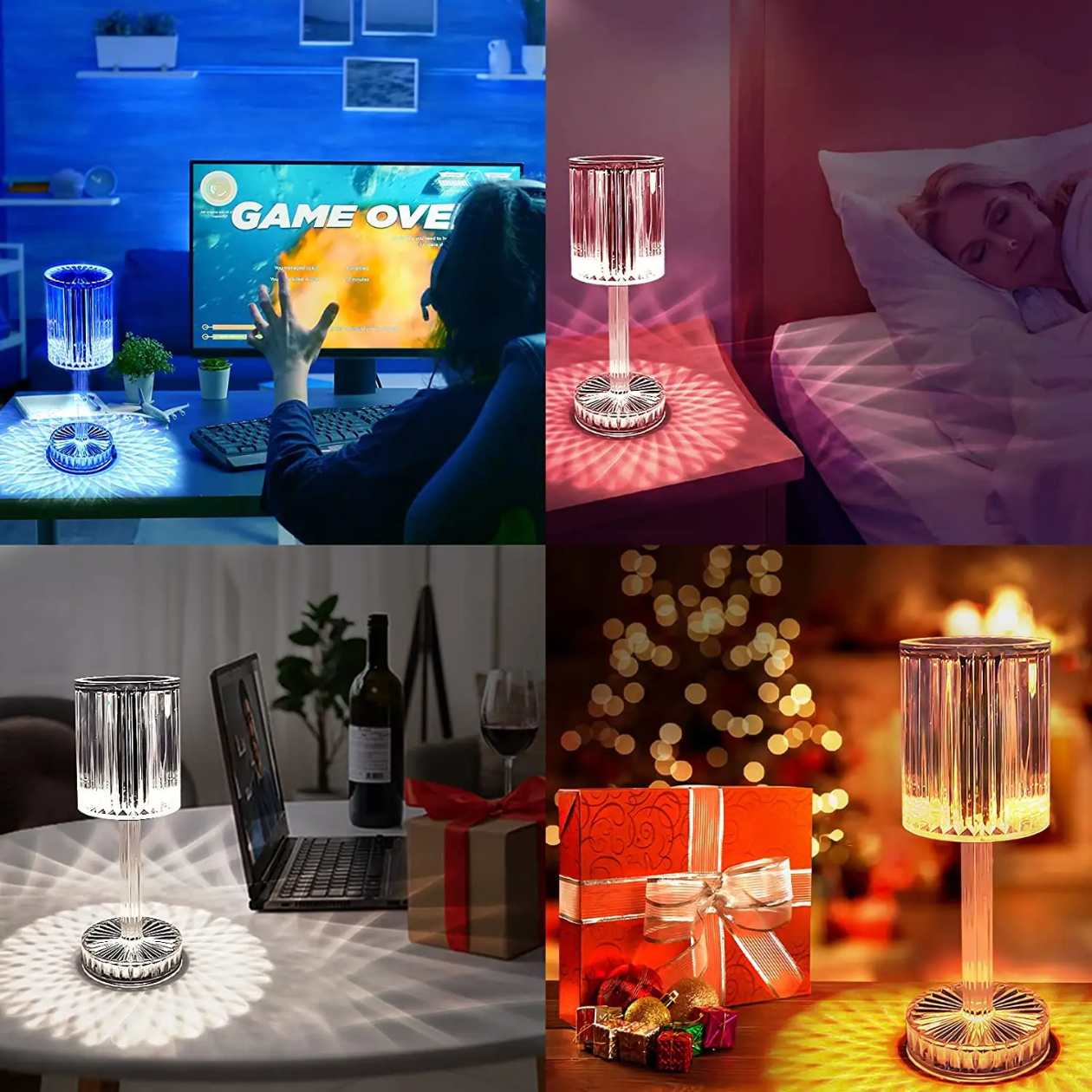 LED Night Light Crystal Lamp Projection Light USB Charging