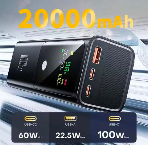 PD125W Super Fast Charging Power Bank 20000mAh High Capacity Portable Charger External Spare Battery
