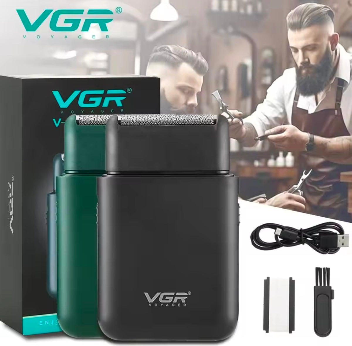 VGR 3 in 1 Men's Hair Trimmer Grooming Kit USB Rechargeable v-390