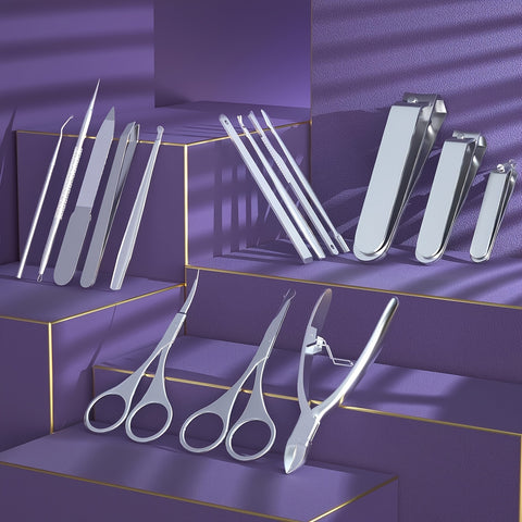 15pcs Stainless Steel Nail Clipper Cutter Trimmer Earpick Grooming Kit