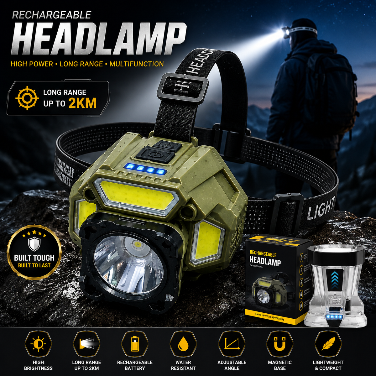 Powerfull 10000mAh Rechargeable Super Bright Headlamp