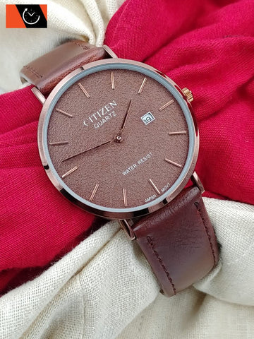 Fancy Slim Leather Strap Waterproof watch