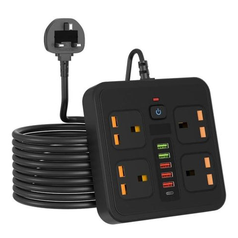 Uk import Universal Power Extension Strip with 6 Ports