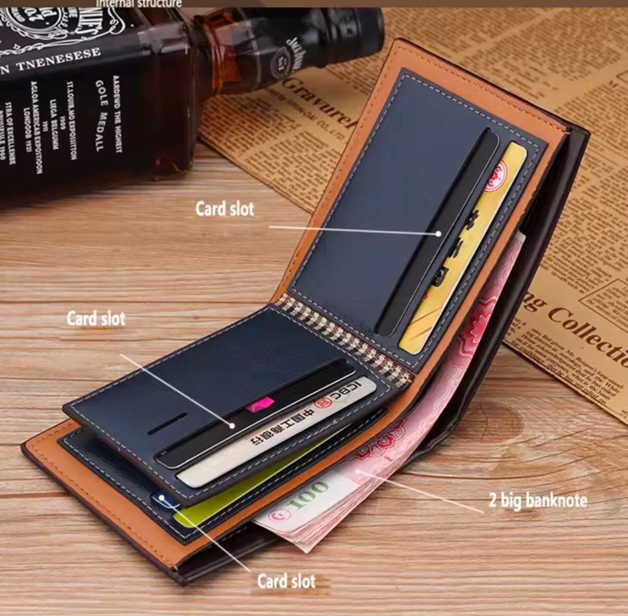 Fuerdanni Leather Wallet for Men Women ID Bank Credit Card Holder Men's Coin Purse