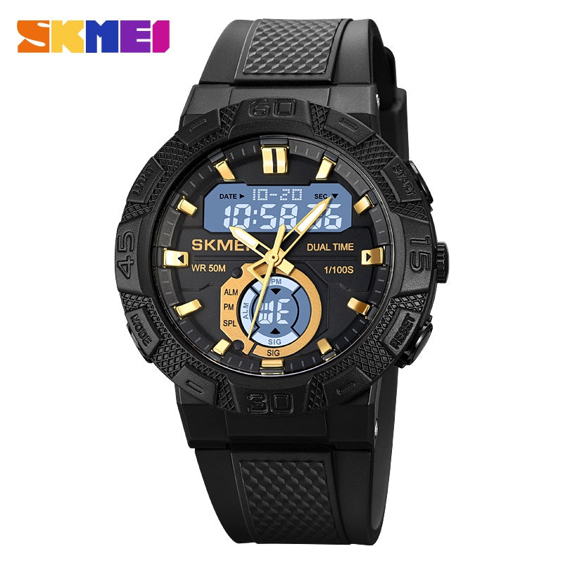SKMEI Men's Digital Sport Watch Silicone Band Dual Time Waterproof Wristwatch