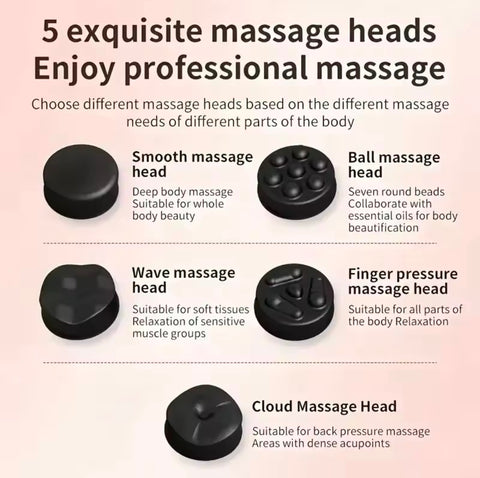 Full Body Slimming and Massage Device with 5 Interchangeable Heads for Deep Muscle Relaxation Fat Reduction and Body Sculpting