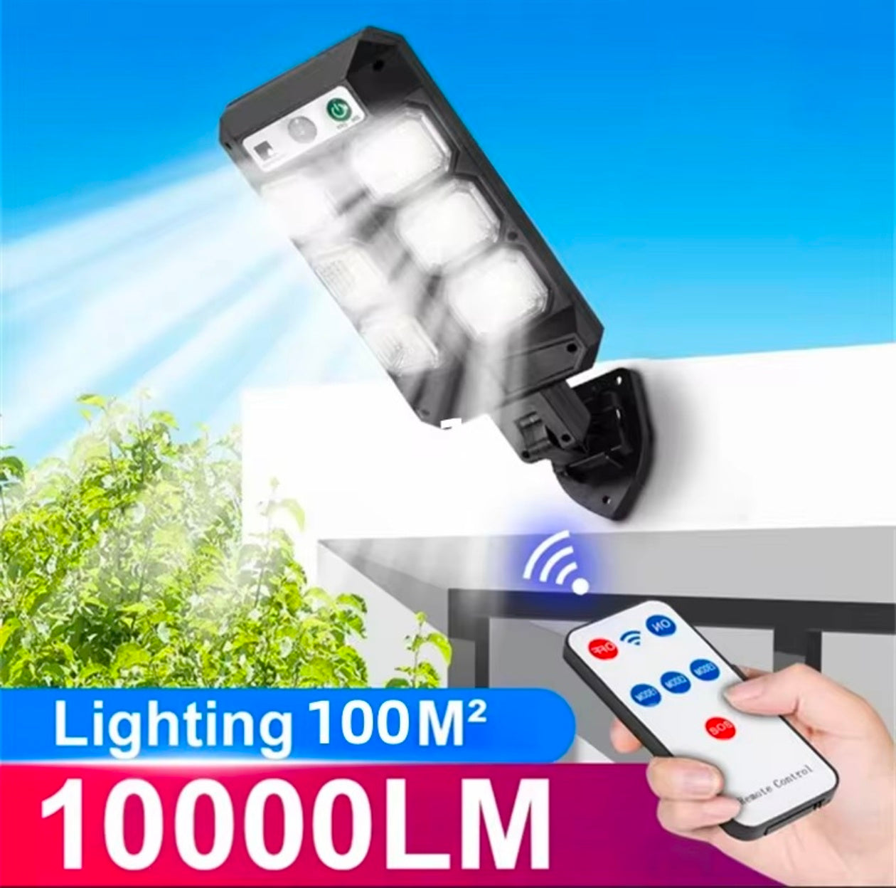 Solar Lights 192 COB Motion Sensor Lights Waterproof 3 Modes with Remote Control