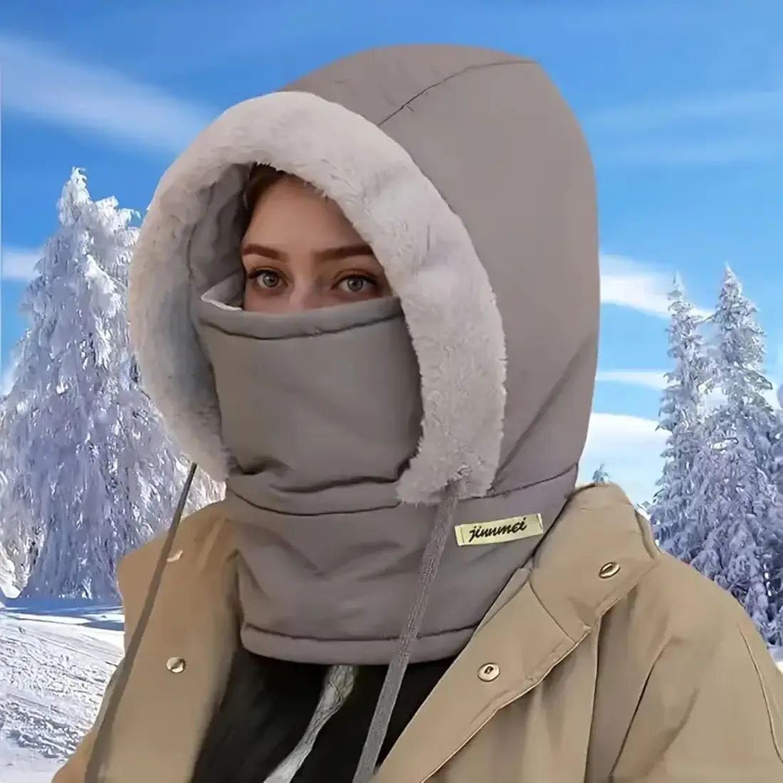 Winter Down Hood Hat & Hooded Scarf