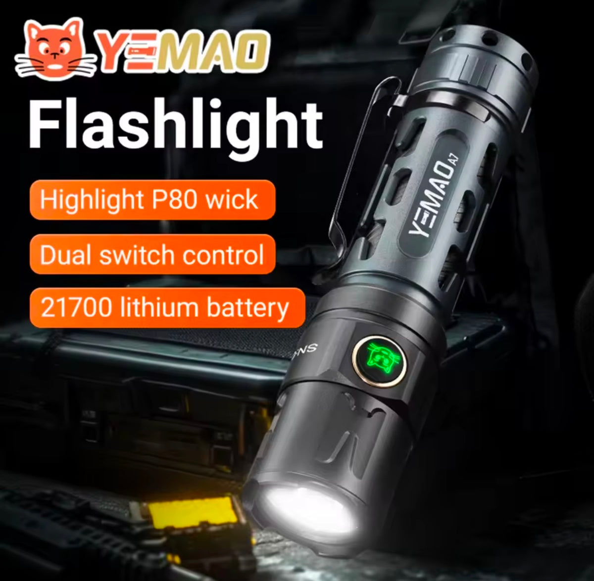 Yemao Long Range Flash light & Power Bank Rechargeable