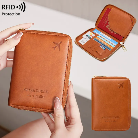 Passport Wallet Cover RFID Blocking Card Holder Zipper (best for gift)