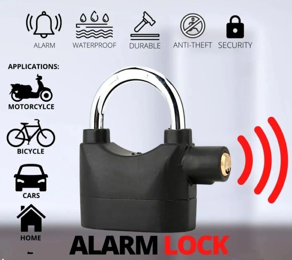 Heavy Duty Security Alarm Lock – Anti-Theft Padlock with Built-in Siren