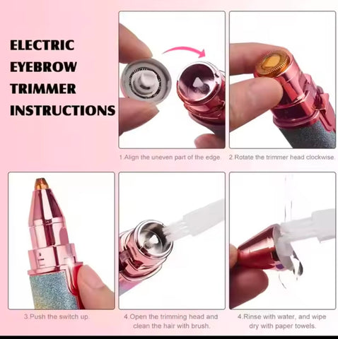 2 IN 1 Rechargeable Electric Eyebrow Trimmer Epilator Female Body Facial Lipstick Shape Hair Removal Mini Painless Razor Shaver