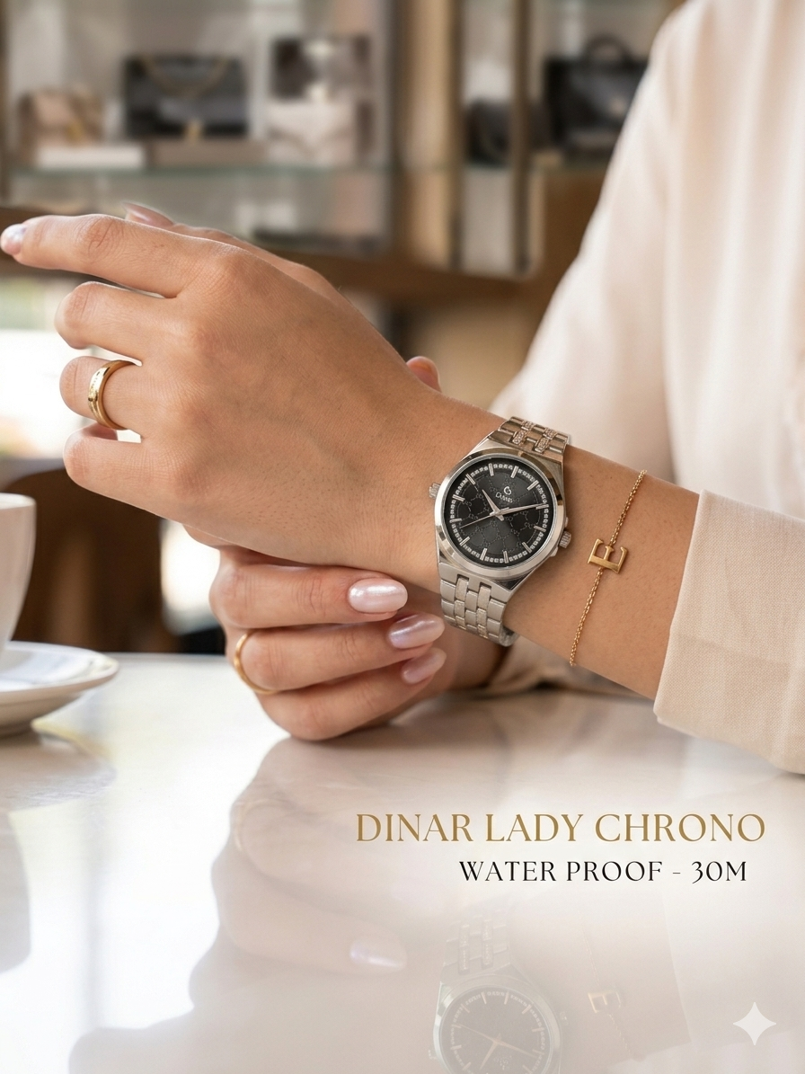Dinar Brand Luxury ladies Stainless steel New Fashion Watch Waterproof