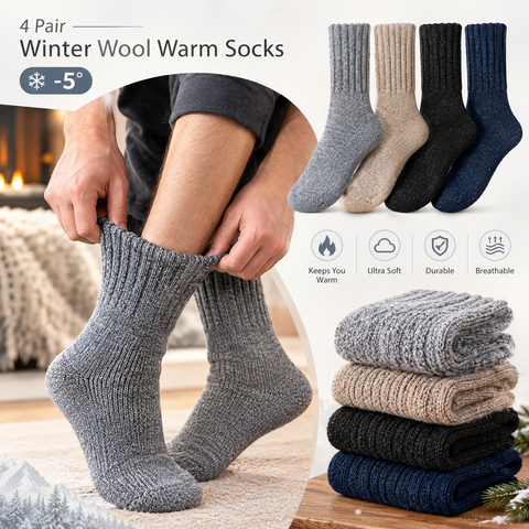 4 Pair Thicken Wool Towel Winter Socks
