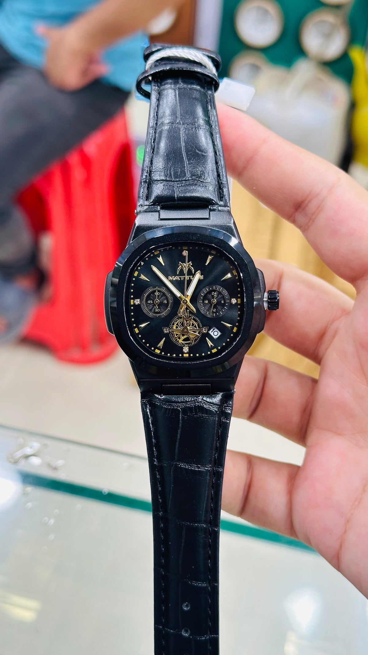 Matturi Brown Gold leather Strap Chronograph Watch