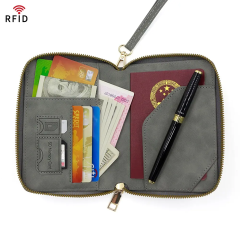 Passport Wallet Cover RFID Blocking Card Holder Zipper (best for gift)
