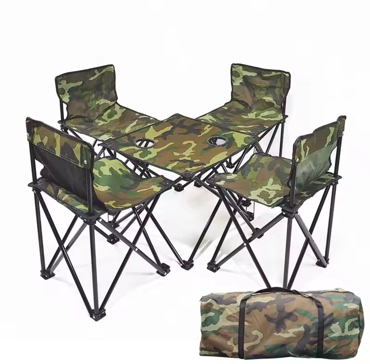 Outdoor Folding Table with 4 Chairs Set for Camping | Table Chair Set For Outdoor Adventure